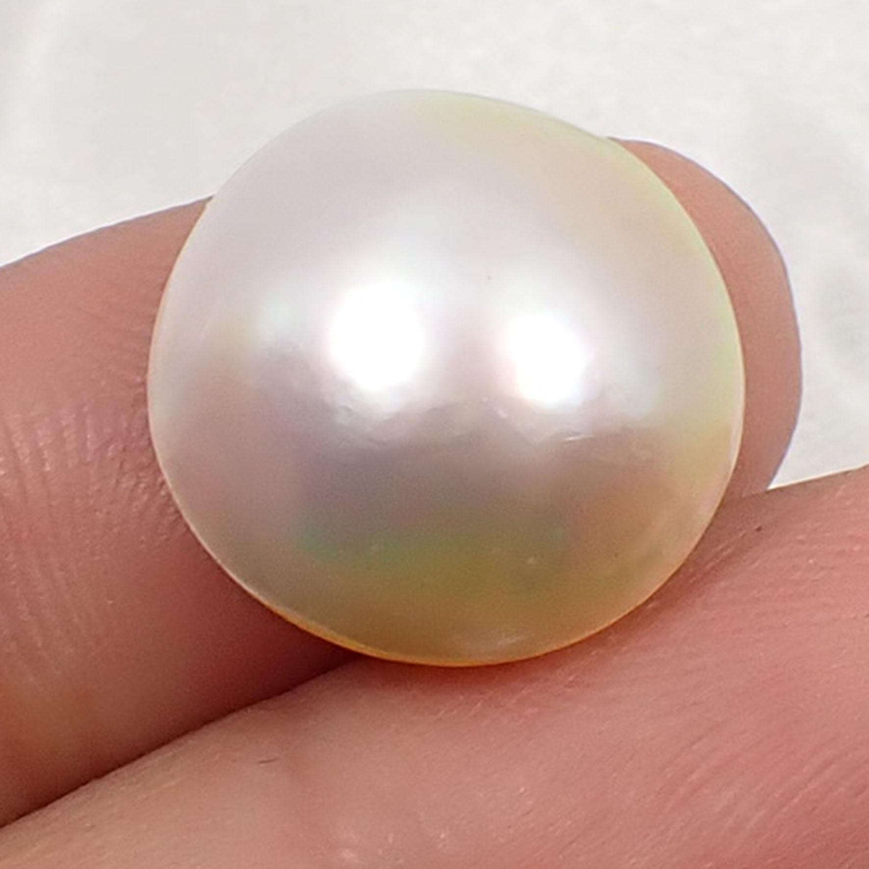 17.6 mm Round Pinkish and Gold Colour AA-Graded Smooth Luster Ocean Cultured Australian Mabe Pearl Loose Gemstone - Jewellery Making - R42