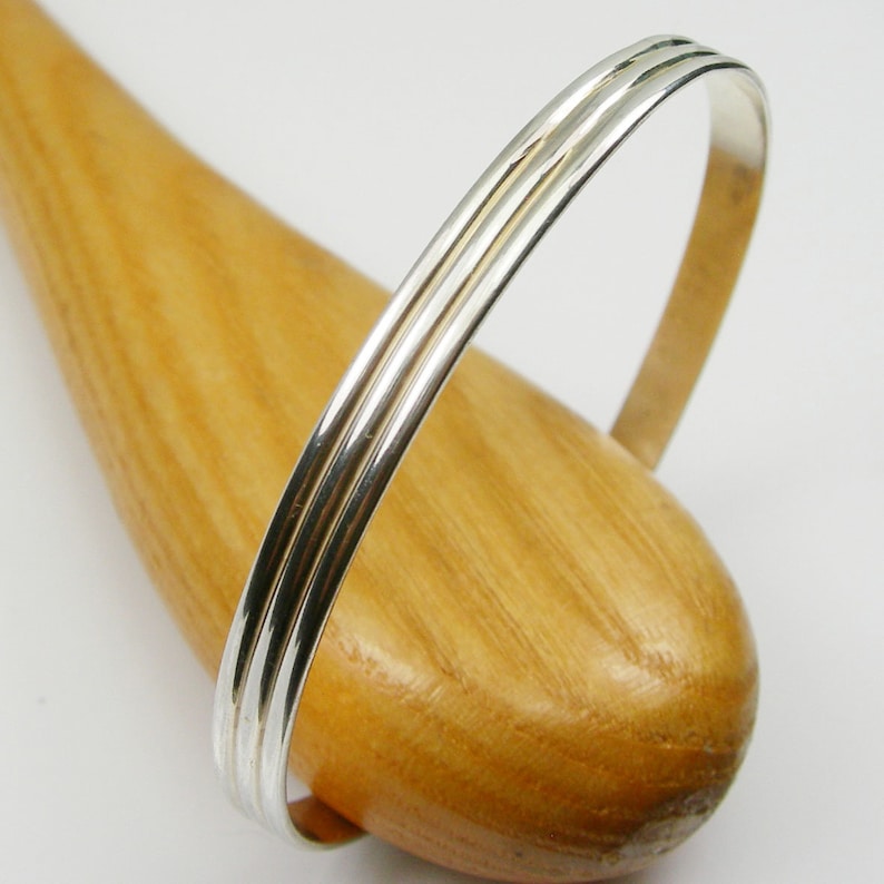 B4040 Australian Made Jewellery Small Size Bangle 5mm Wide Grove Band Bangle Solid Genuine 925 Sterling Silver