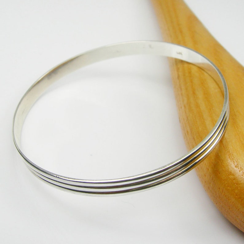 B4040 Australian Made Jewellery Small Size Bangle 5mm Wide Grove Band Bangle Solid Genuine 925 Sterling Silver