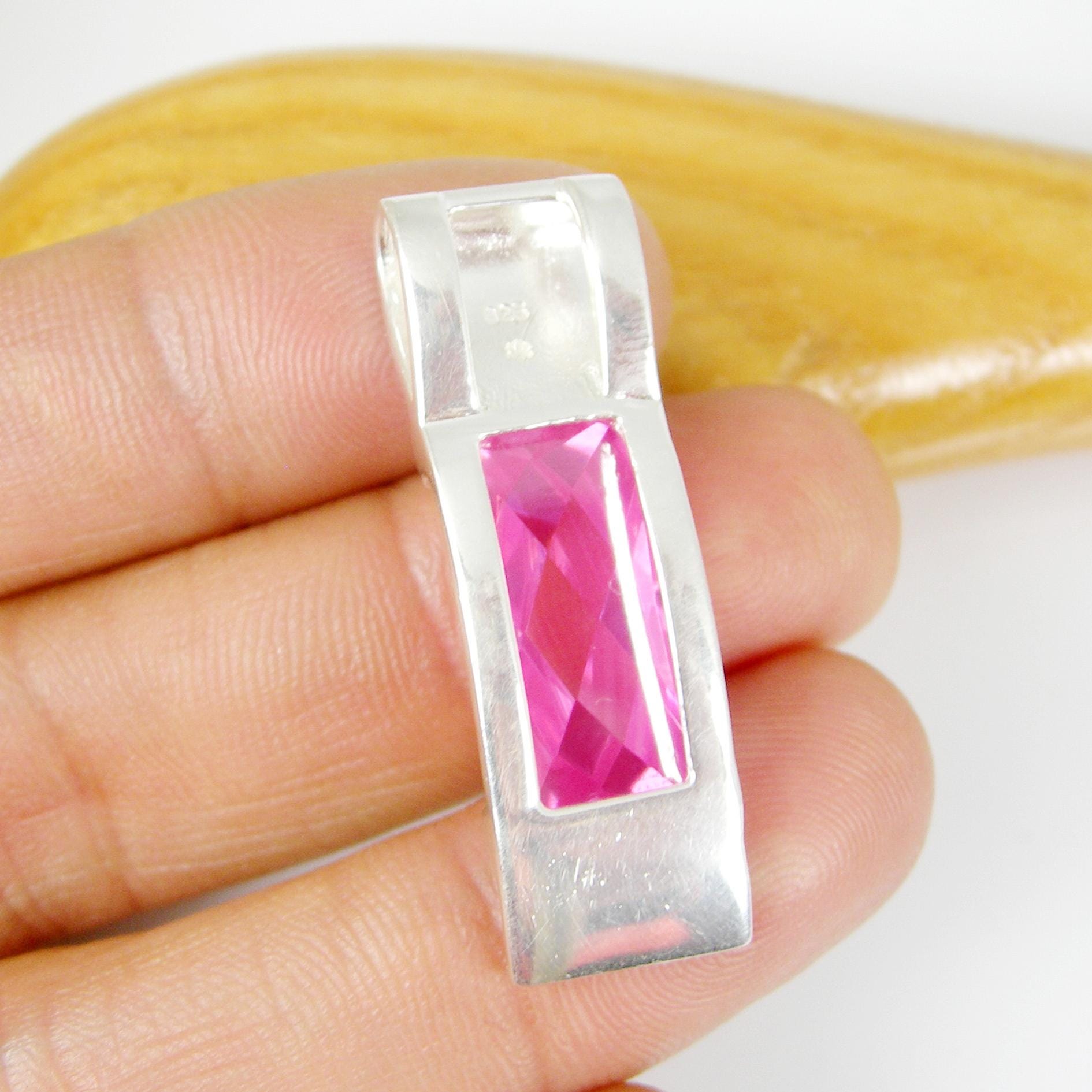 20x10mm Rectangular Princess Cut Bright Pink Colour Cubic Zirconia