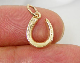 3-dimensionale kleine massieve Lucky Horse-schoenhanger echt 375 9k 9kt geelgoud 750 18k 18kt geelgoud - C1 - Australische makelij