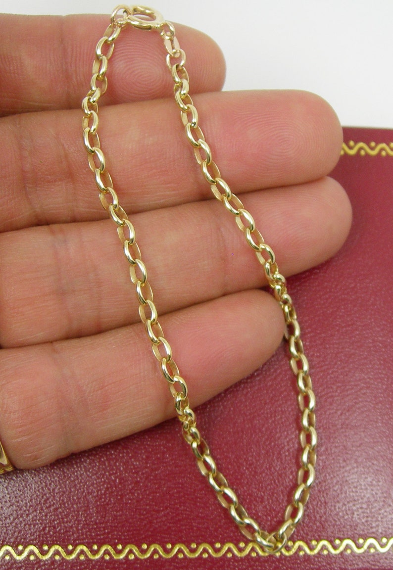 k Yellow Gold - Bolt Ring - BO2 3.10mm Oval Link Belcher Style Unisex Bracelet 21cm Length Genuine 375 9ct
