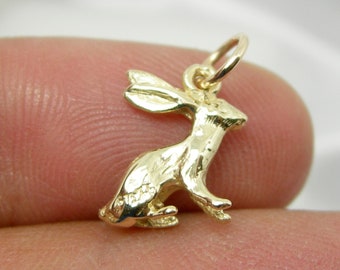 Hare Jackrabbit Rabbit Animal Charm Pendant Genuine 375 9k 9ct Yellow Gold or Genuine 750 18k 18ct Yellow Gold - C164