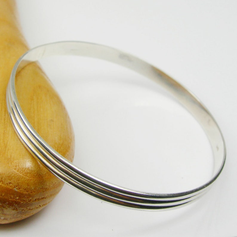 B4040 Australian Made Jewellery Small Size Bangle 5mm Wide Grove Band Bangle Solid Genuine 925 Sterling Silver
