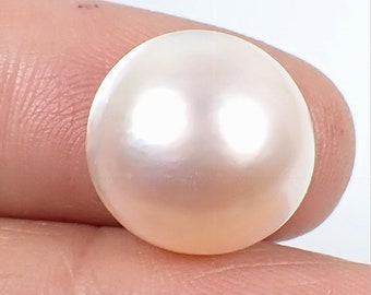 15.70 Round White Colour Pinkish Hues AA-Graded Smooth Luster Cultured Australian Mabe Pearl Loose, Jewellery Making R66