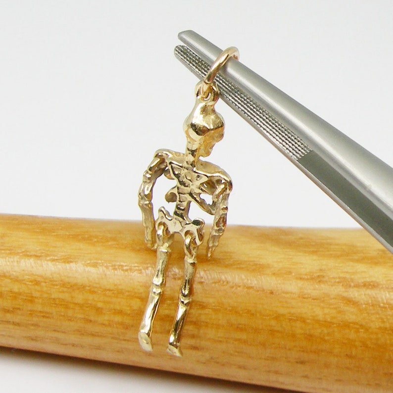 Skeleton Moveable 3 Dimensional Halloween Charm Pendant Genuine 375 9k 9ct Yellow Gold C2073 image 9