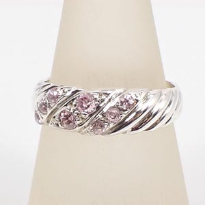Lichtroze kleur ronde zirkonia edelsteen verzonken set koepelvormige ring Echt 925 sterlingzilver - R3117