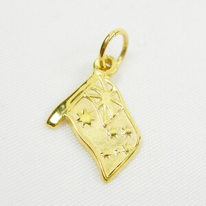 オーストラリア国旗 南十字星 スモールチャームペンダント 本物 375 9カラット 9K または 750 18カラット 18K イエローゴールド - C2112