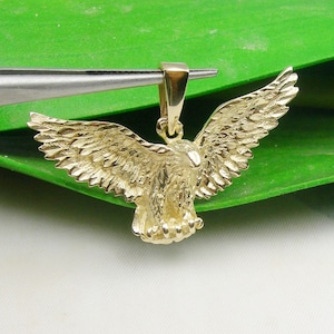Large Wings Eagle Bird 3 Dimensional Pendant, Available in Genuine 375 9ct 9k or 750 18ct 18k Yellow Gold, 925 Sterling Silver - P109