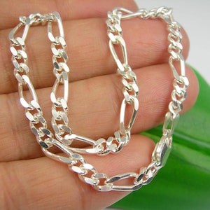 Figaro 1x3 Curb Diamond Cut Links Unisex Bracelet, 23cm Length 9.05 inches Genuine 925 Sterling Silver, Australian Made Chain - FD123