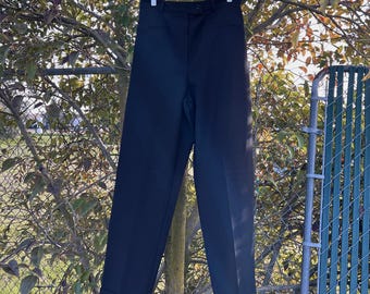 Vintage 90s Black Wide Slacks M, 90s Minimal Straight Leg Trousers