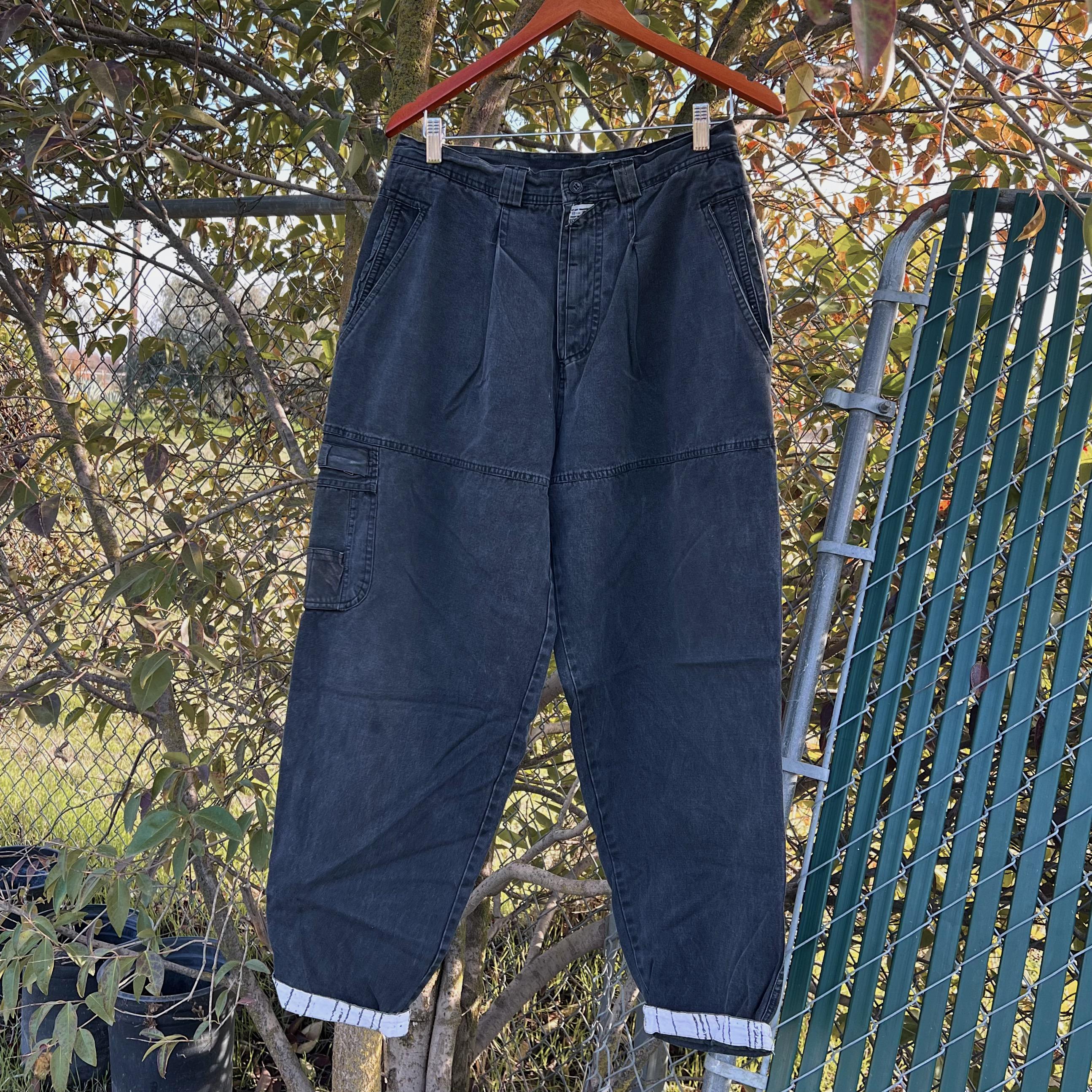 Vintage 80s Nixit Co LTD Black Cargo Jeans 28