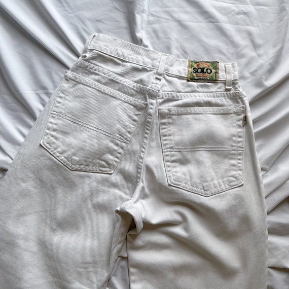 90s Solo White Jeans 23" Waist 24" 25" Raw Hem Cr… - image 3