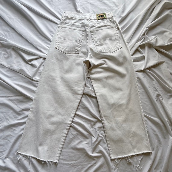 90s Solo White Jeans 23" Waist 24" 25" Raw Hem Cr… - image 1