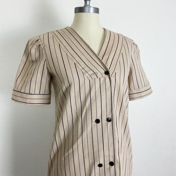 Vintage 1940s Brown Striped Dress Women's Small