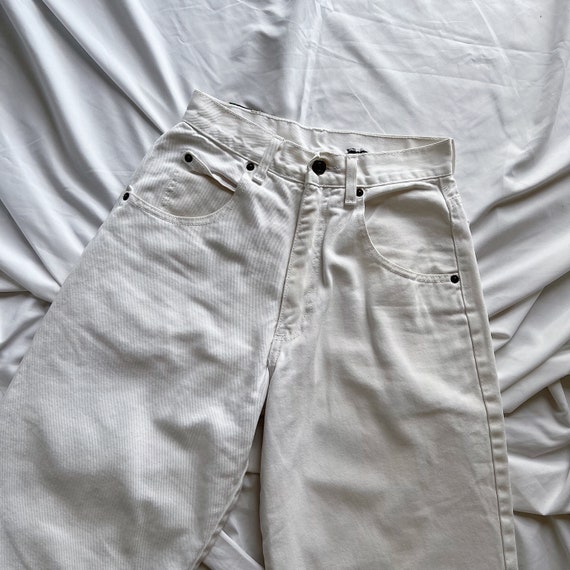 90s Solo White Jeans 23" Waist 24" 25" Raw Hem Cr… - image 4