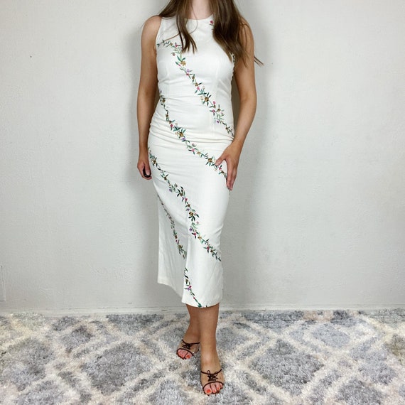 Vintage 1990s Talbots White Floral Maxi Dress Wome