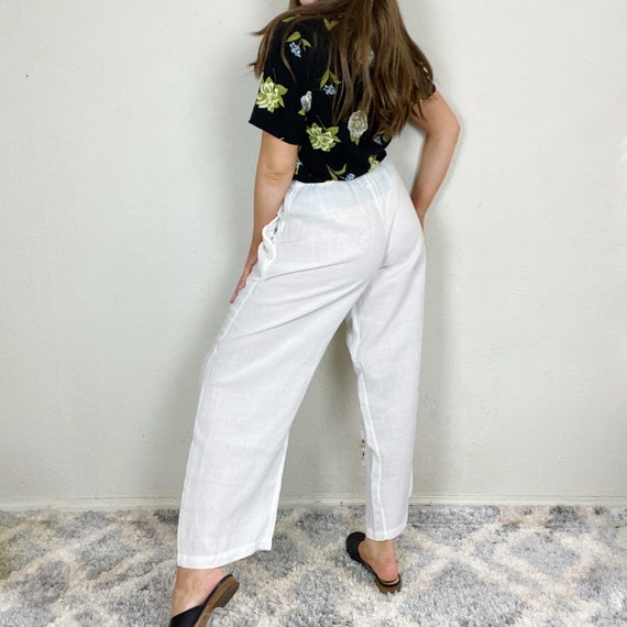 Vintage 1980s Base White Lounge Pants Women's Medi
