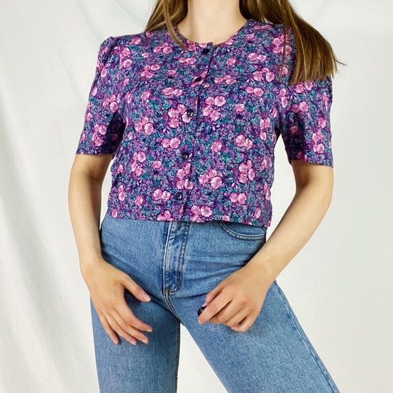 80s Jeffrey & Dara Blouse Medium 11 12 Purple Pink