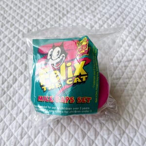 Vintage 1996 Felix the Cat Milk Caps Wendy's Kids Meal Toy