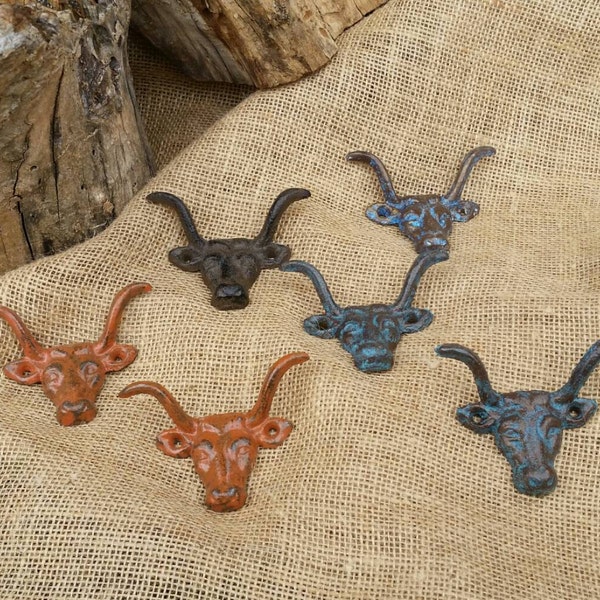 Wall hook, drawer pull, Longhorn wall hook, jewlery hook, scarf hook , hat hook, knob handle, made any color you ask for!