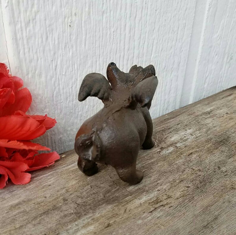 pig, rustic pig, flying pig, when pigs fly, iron pig, piglet, pig with wings, metal pig,swine, teachers gift, wedding gift, iron anniversary Bild 4
