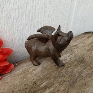 pig, rustic pig, flying pig, when pigs fly, iron pig, piglet, pig with wings, metal pig,swine, teachers gift, wedding gift, iron anniversary