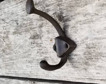 Single wall hook, coat hook, towel hook, cast iron wall hook, entry hooks, industrial hooks, bathroom hook, vintage hook, bag hook