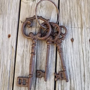 Keys, Iron keys, key set, skeleton keys, rustic keys, decorative keys, steam punk, cast iron keys, Victorian keys, iron key, key decor image 1