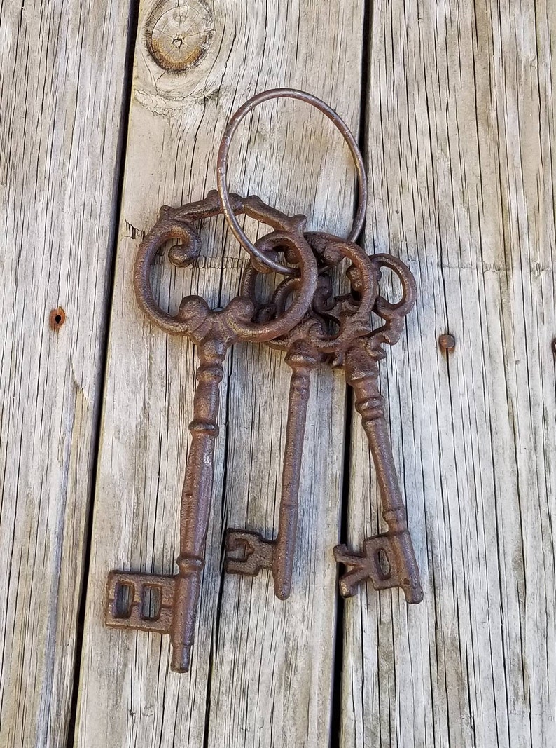 Keys, Iron keys, key set, skeleton keys, rustic keys, decorative keys, steam punk, cast iron keys, Victorian keys, iron key, key decor image 1