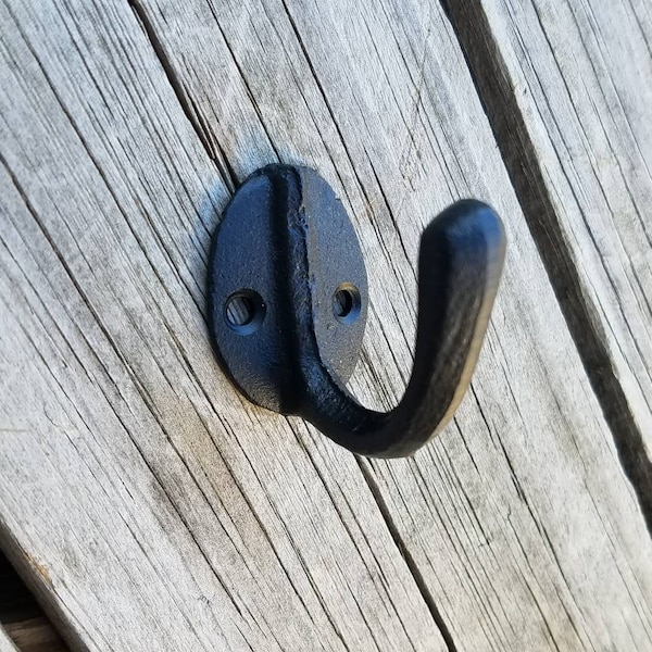 Single wall hook, coat hook, towel hook, cast iron wall hook, entry hooks, industrial hooks, bathroom hook, vintage hook, bag hook