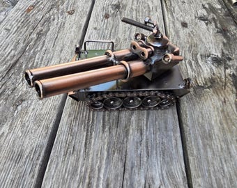 Army tank, military tank, double barrel turret, military gift, marines, army, air force, veteran, military decor, upcycled, veterans gift