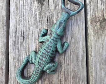 Beer Bottle Opener, bottle opener, animal decor, rustic, gator, green gatoralligator, beer bottle opener, Man Cave, bar decor