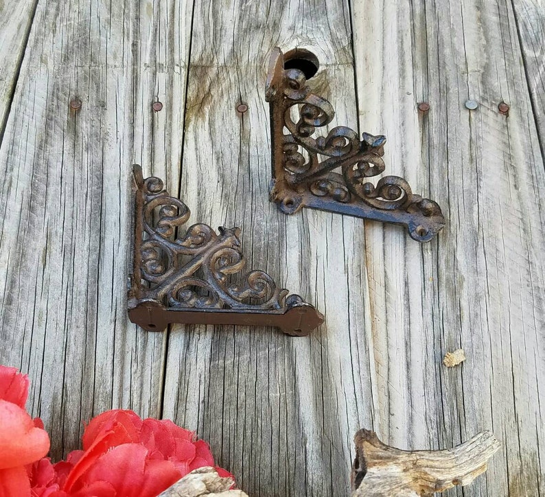 Corner Brackets Shelf Brace Iron Shelf Mount Rustic Corner Etsy