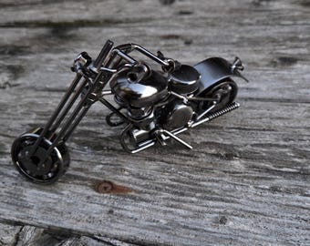 Motorcycle, harley, gifts for him, dirtbike, upcycled motorcycle, motorcycle gift, biker, traveler, motorcycle decor, motorcycle art, MiniSV
