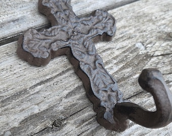 Cross, cross hook, hook, towel holder, wall decor, wall cross, metal hook, iron hook