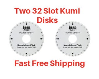 Two 32 Slot THICK Kumihimo Disk. Extra Thick (3/4") Long Lasting Foam. Use Cord, Thread, Wire and more. Beadsmith KD607.