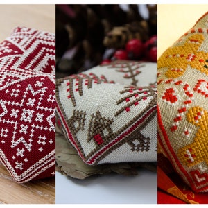 CHRISTMAS set of 3 PDF CHARTS Cross Stitch Pattern / biscornu pattern Instant Download