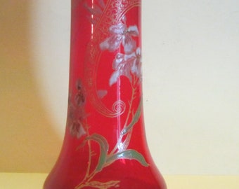 Antico vaso smaltato francese Legras, vaso art nouveau, St Denis, L & Cie, condizioni PERFETTE! fiori smaltati