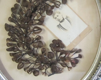 HUGE memento mori, QUALITY PIECE!! antique French hair work, gimp work, mourning frame, hair art; 23,6  x  19,7 inch ; Napoleon 3,  mm126