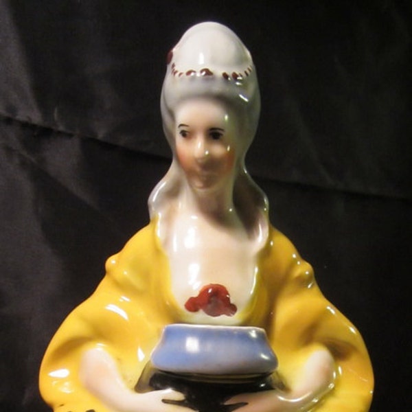 Antique art deco porcelain German perfume incense burner lady figurine half doll, pin cushion related ca 1930  (F2)