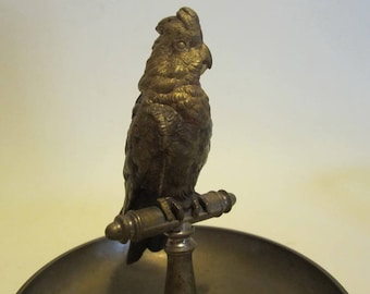 ANTIQUE Vienna bronze Vienna bronze: cockatoo on pin tray . Wiener bronze, ca 1920