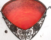 Antique ART NOUVEAU corner wall sconce, applique, wall lamp, Schneider, France, ca 1910