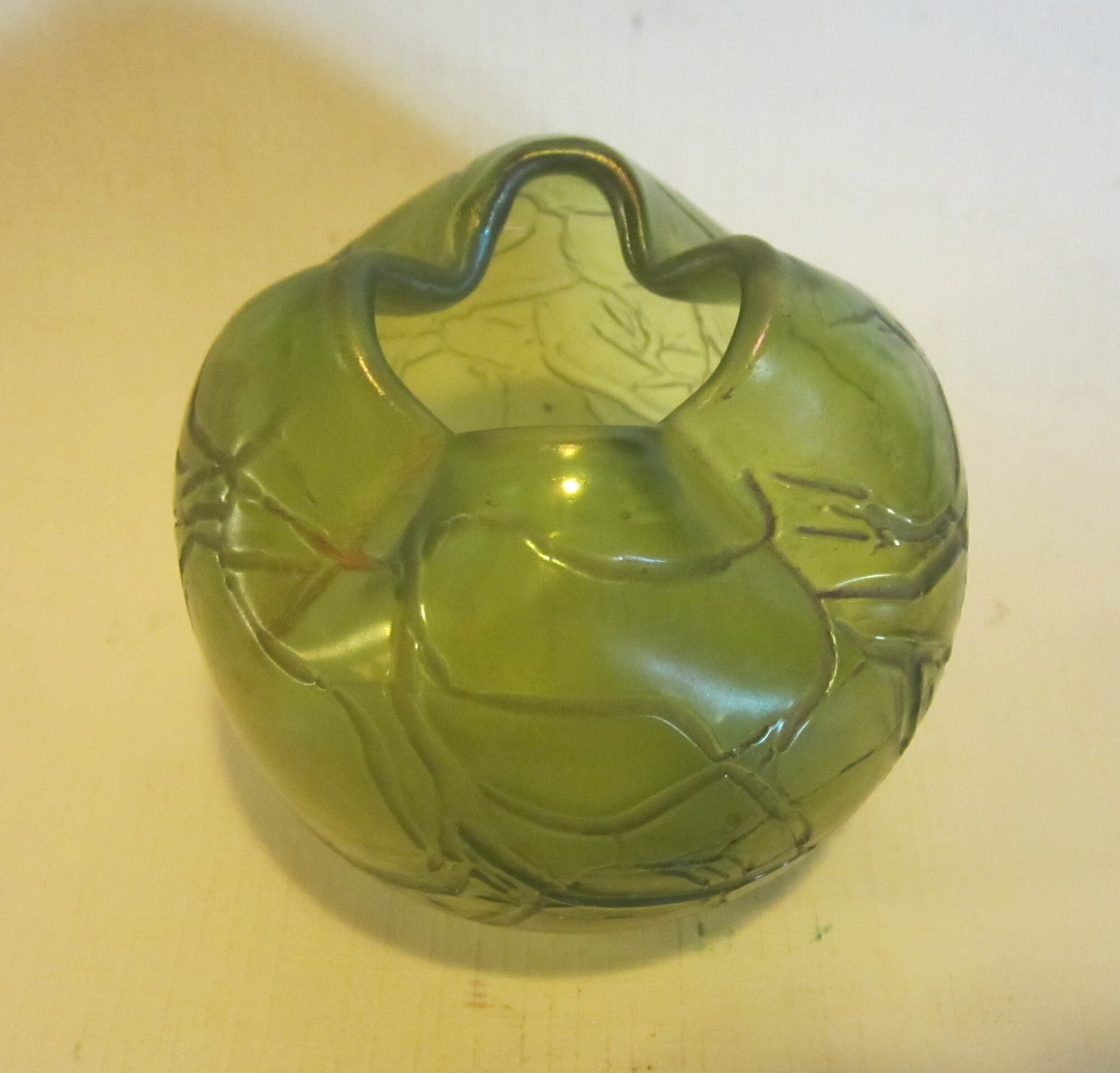 Antique Bohemian Glass Rose Bowl Vase Kralik Rindskopf Cfr. Etsy