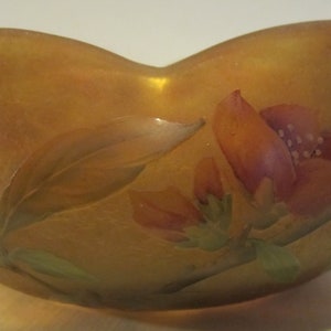 Antique DAUM NANCY cameo glass acid etched flower bowl, art nouveau signed Daum Nancy, France, ca 1910 - 1920