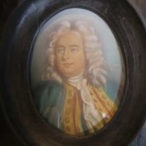 Antikes Miniaturporträt eines Herrn, Mitte des 1800's handgemalt, signiert viktorianische Ära
