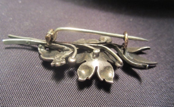 Antique early 1800 silver flower brooch, rose cut… - image 7