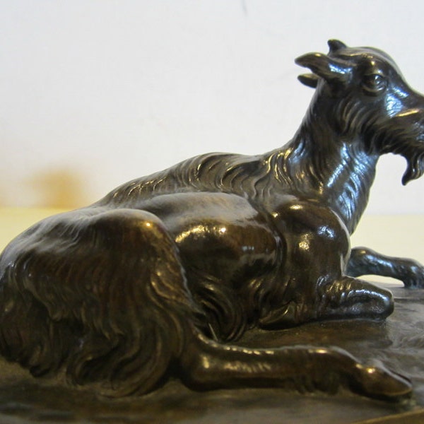 Statue en bronze antique de bouc, bouc, bouc, magnifique petit bronze