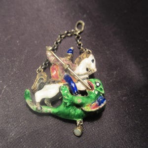 Antique silver and enamel St George, slaying the dragon, pendant, Austro Hungarian period (circa 1867-1918)