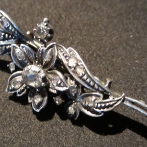 Antique early 1800 silver flower brooch, rose cut diamonds